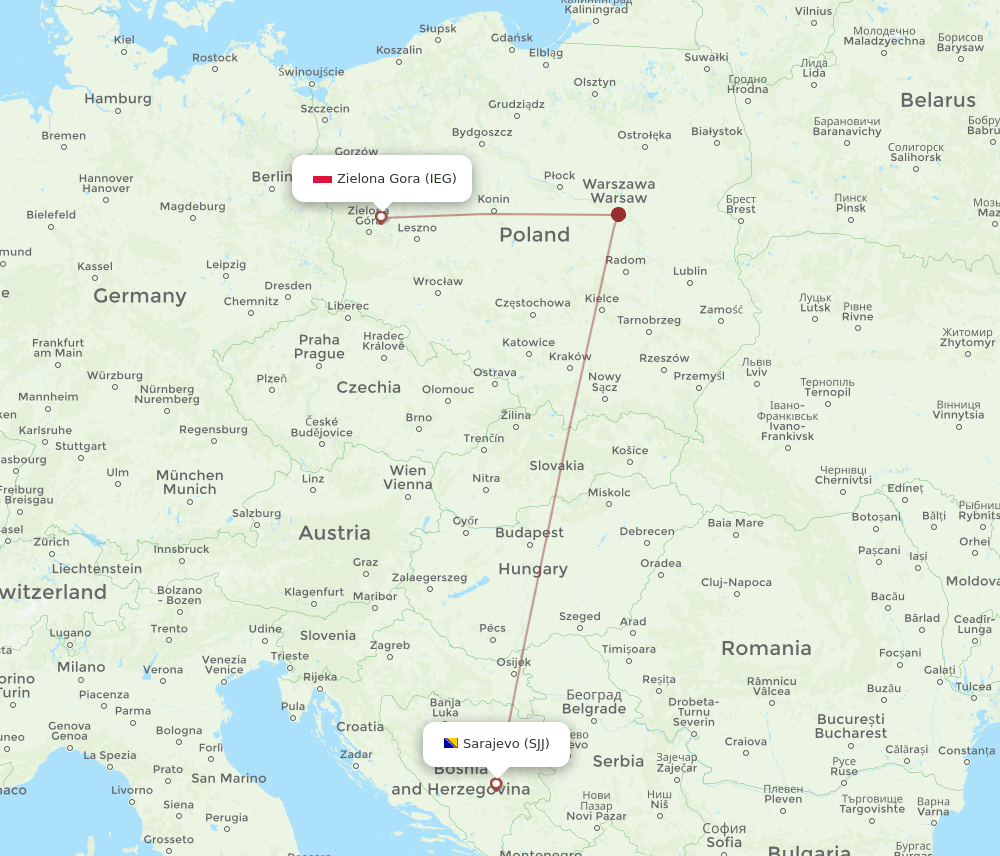 IEG-SJJ flight routes