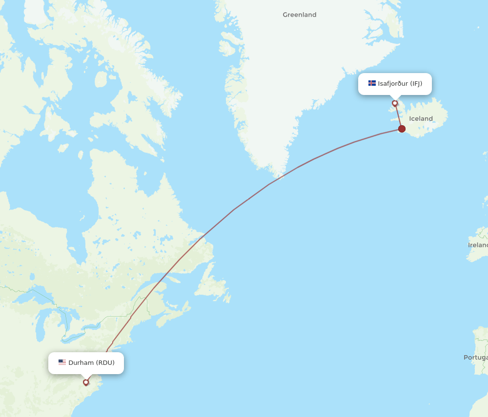 IFJ to RDU flights and routes map
