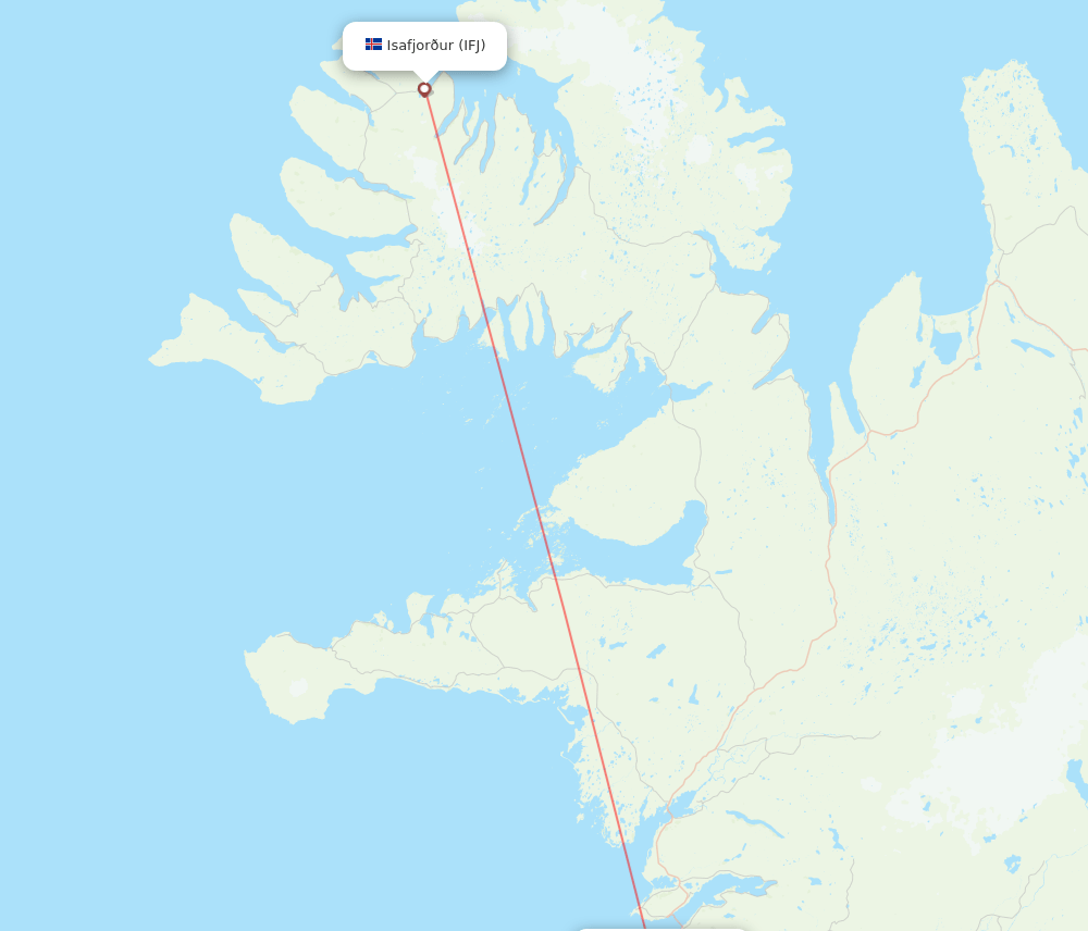 Isafjordur - Reykjavik route map and flight paths