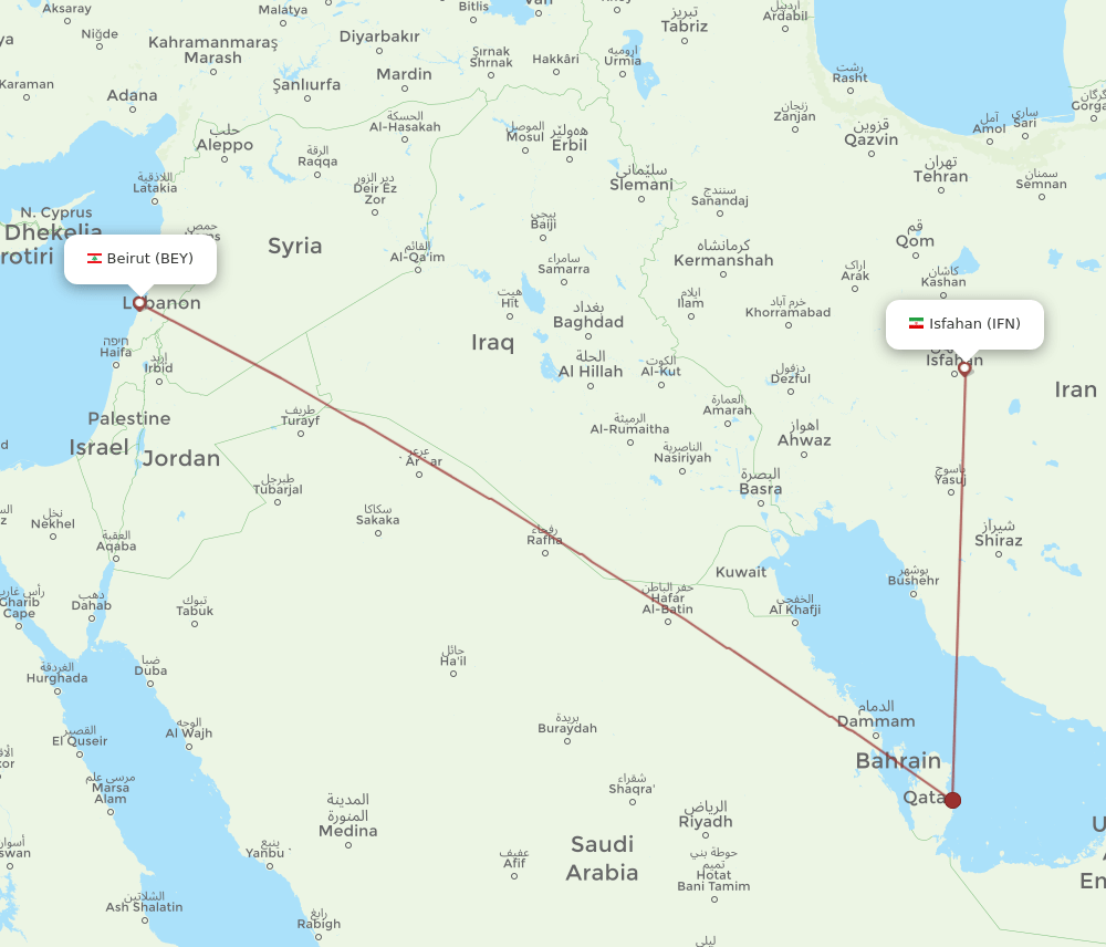 IFN-BEY flight routes