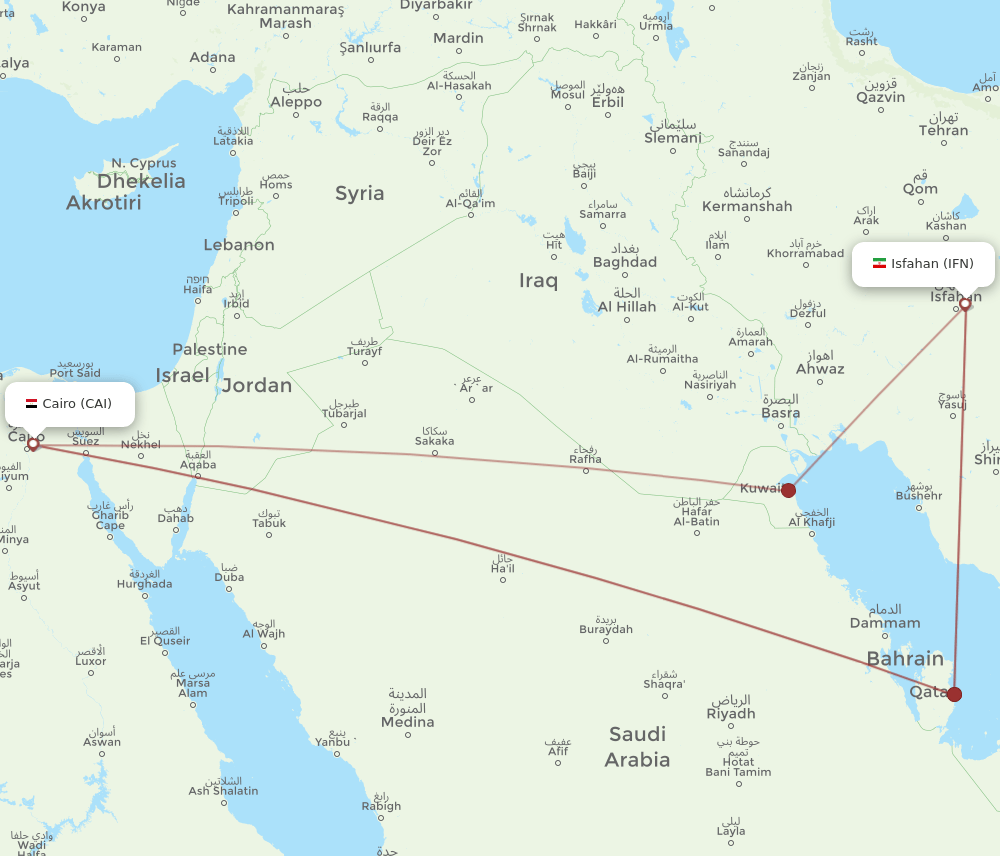 IFN to CAI flights and routes map