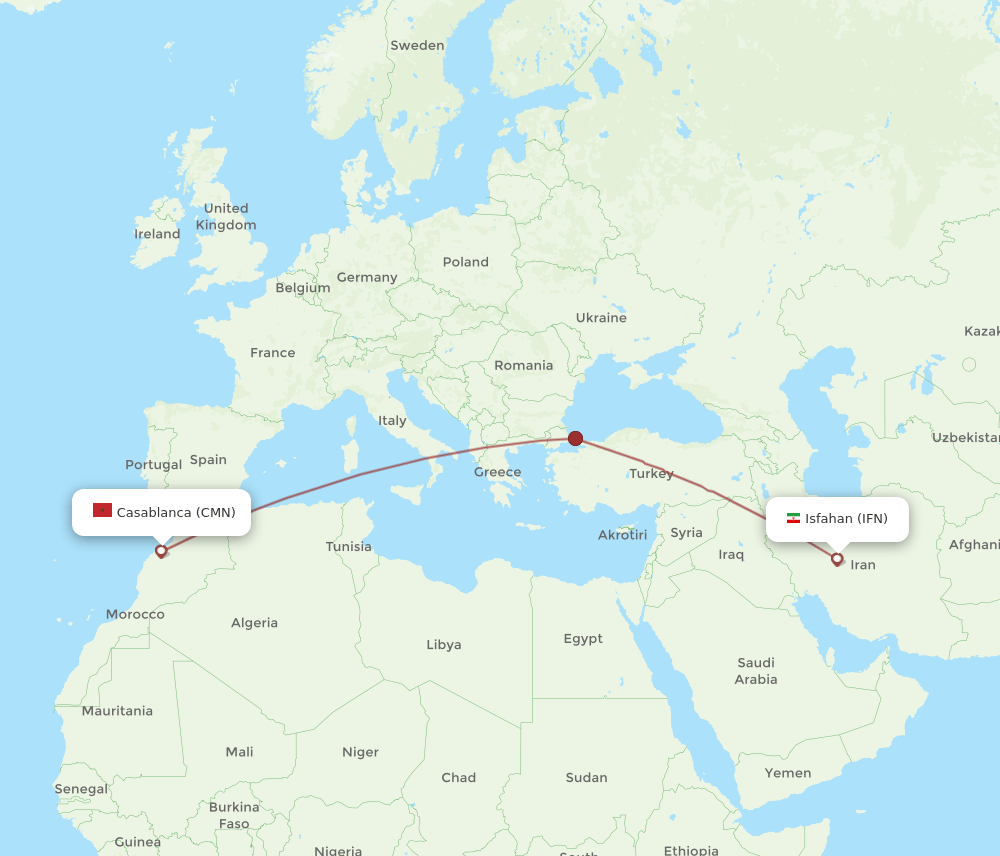 IFN to CMN flights and routes map