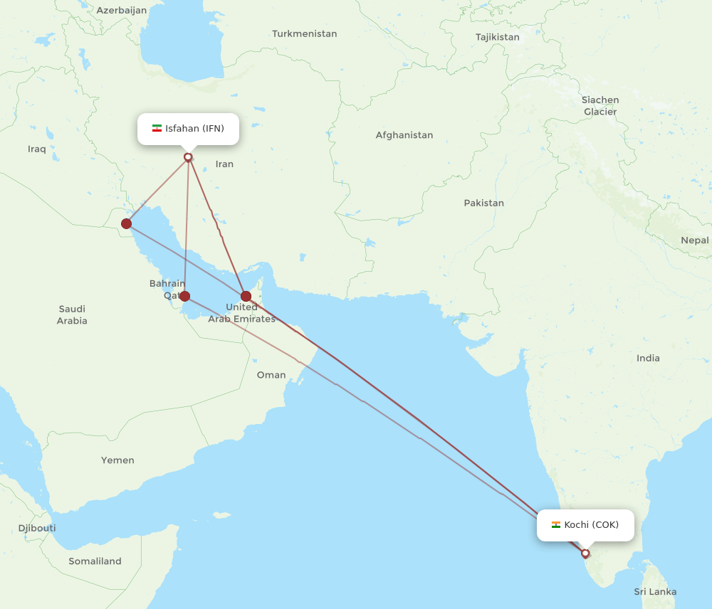 IFN-COK flight routes