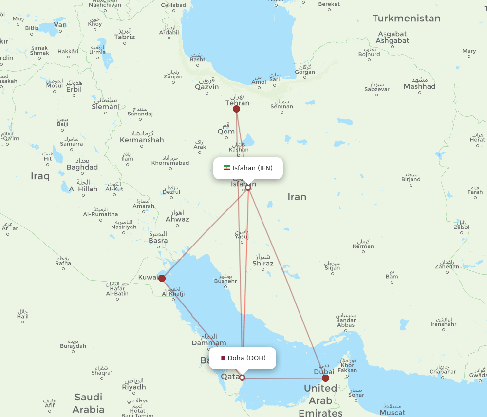IFN-DOH flight routes
