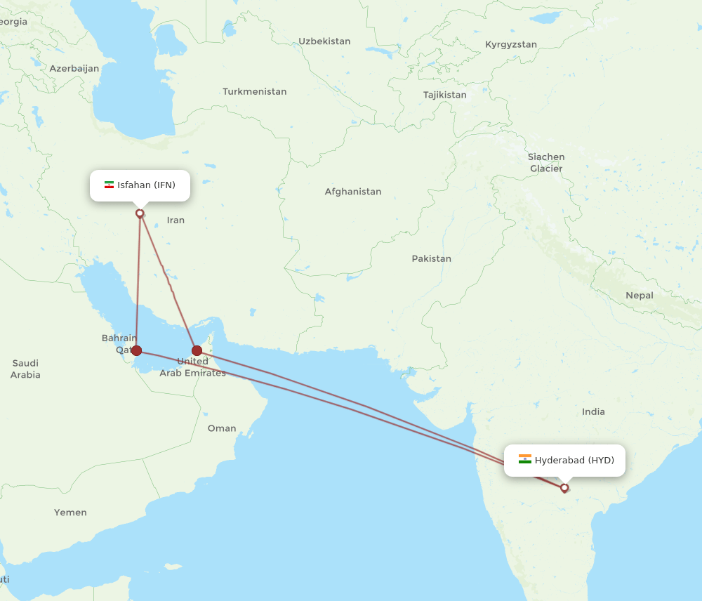 IFN-HYD flight routes