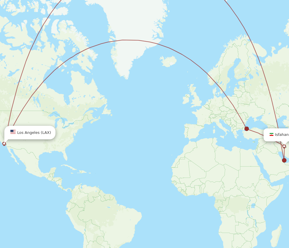 IFN-LAX flight routes