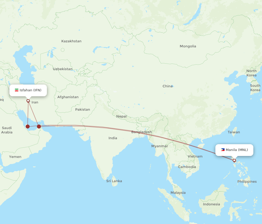 IFN-MNL flight routes