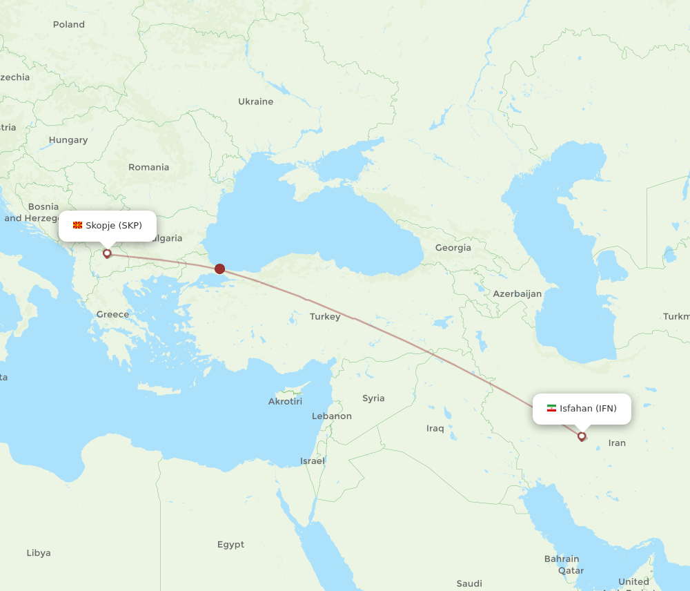 IFN to SKP flights and routes map