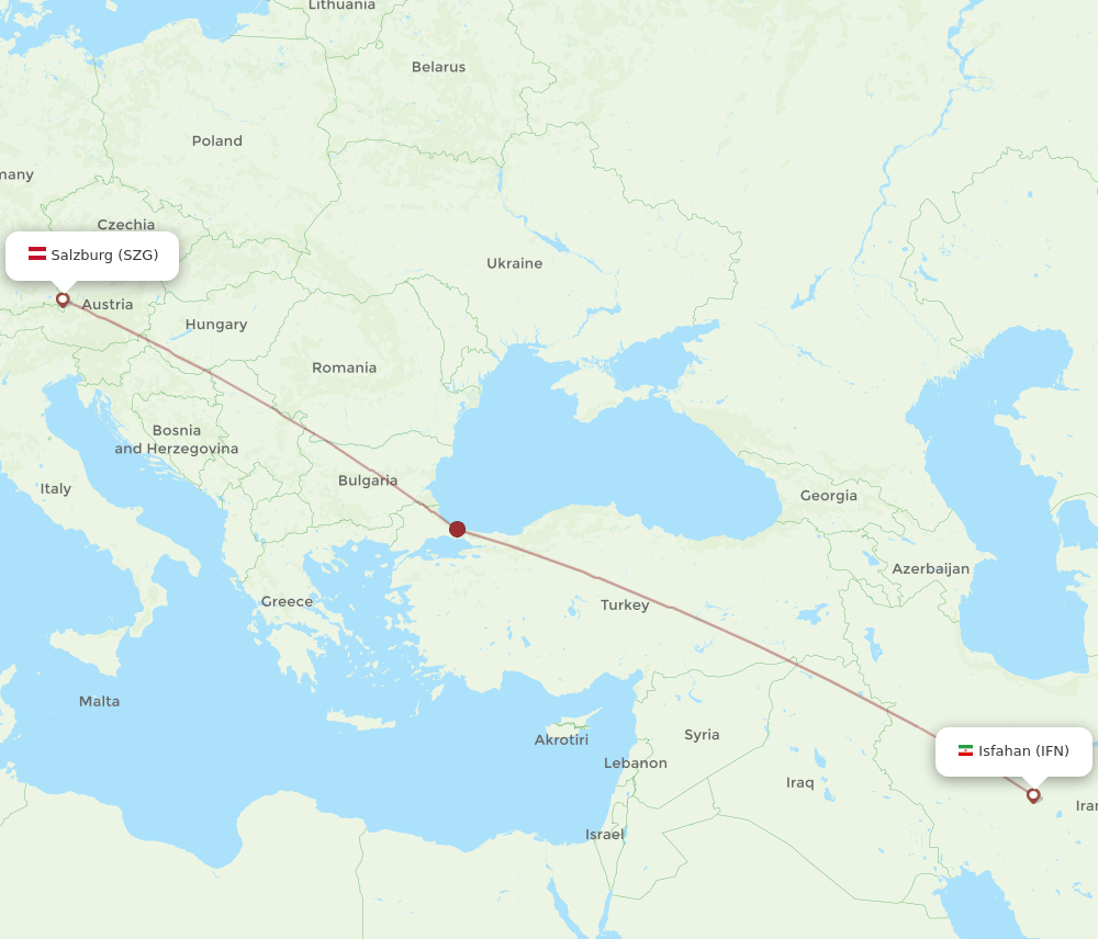 IFN to SZG flights and routes map