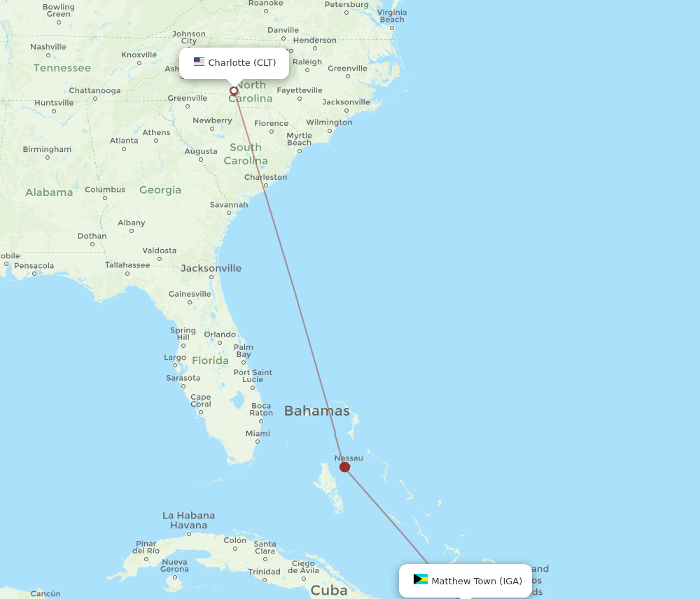 IGA-CLT flight routes