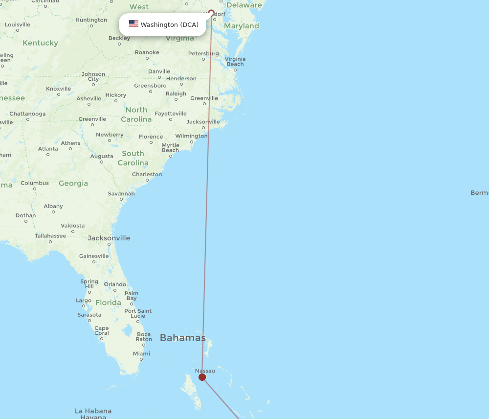 DCA to IGA flights and routes map