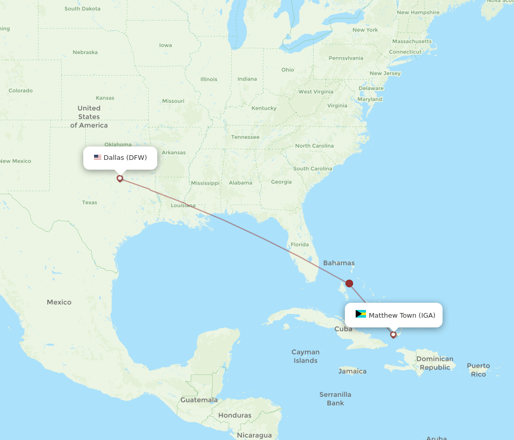 IGA-DFW flight routes