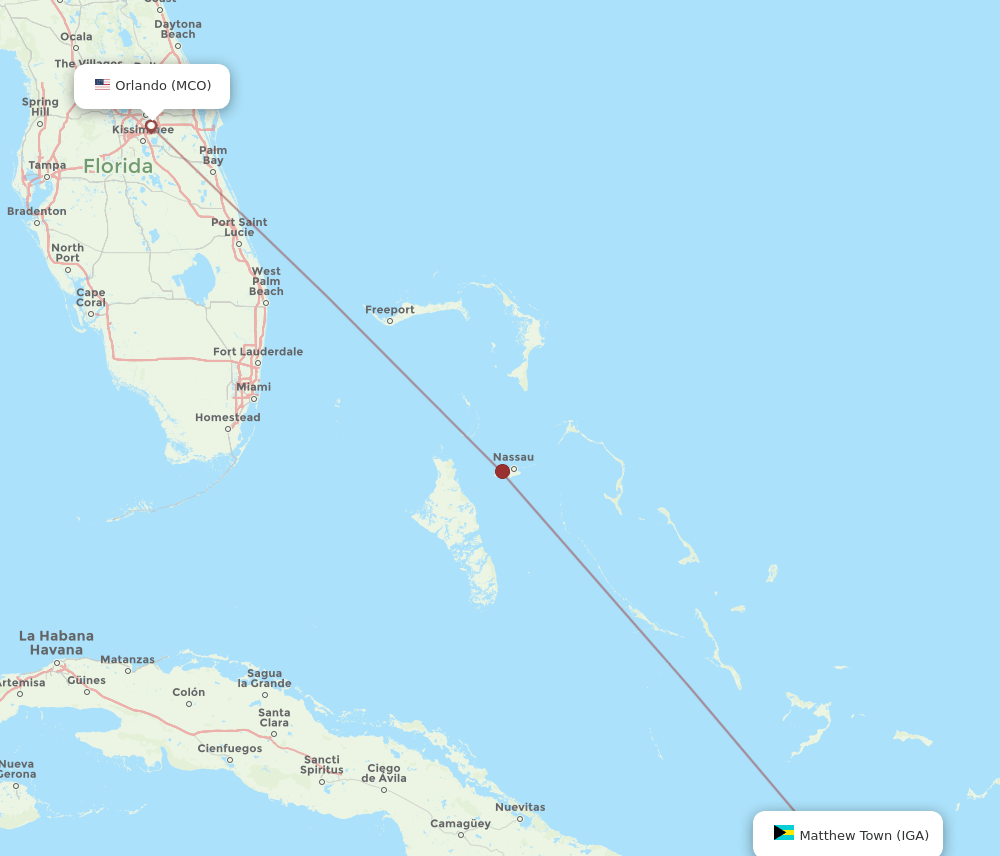 IGA-MCO flight routes