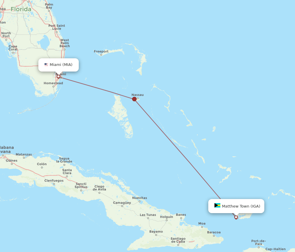 IGA-MIA flight routes