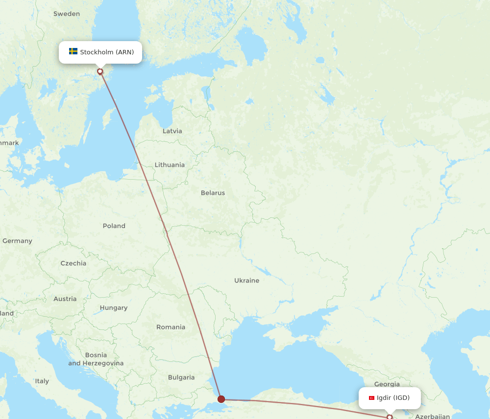 IGD to ARN flights and routes map