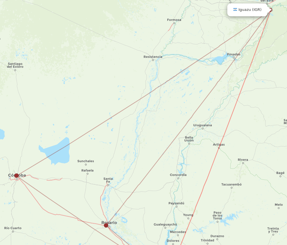 IGR to AEP flights and routes map