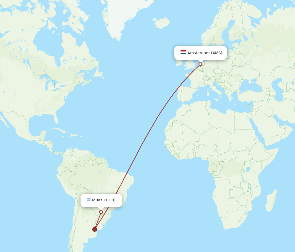 IGR-AMS flight routes