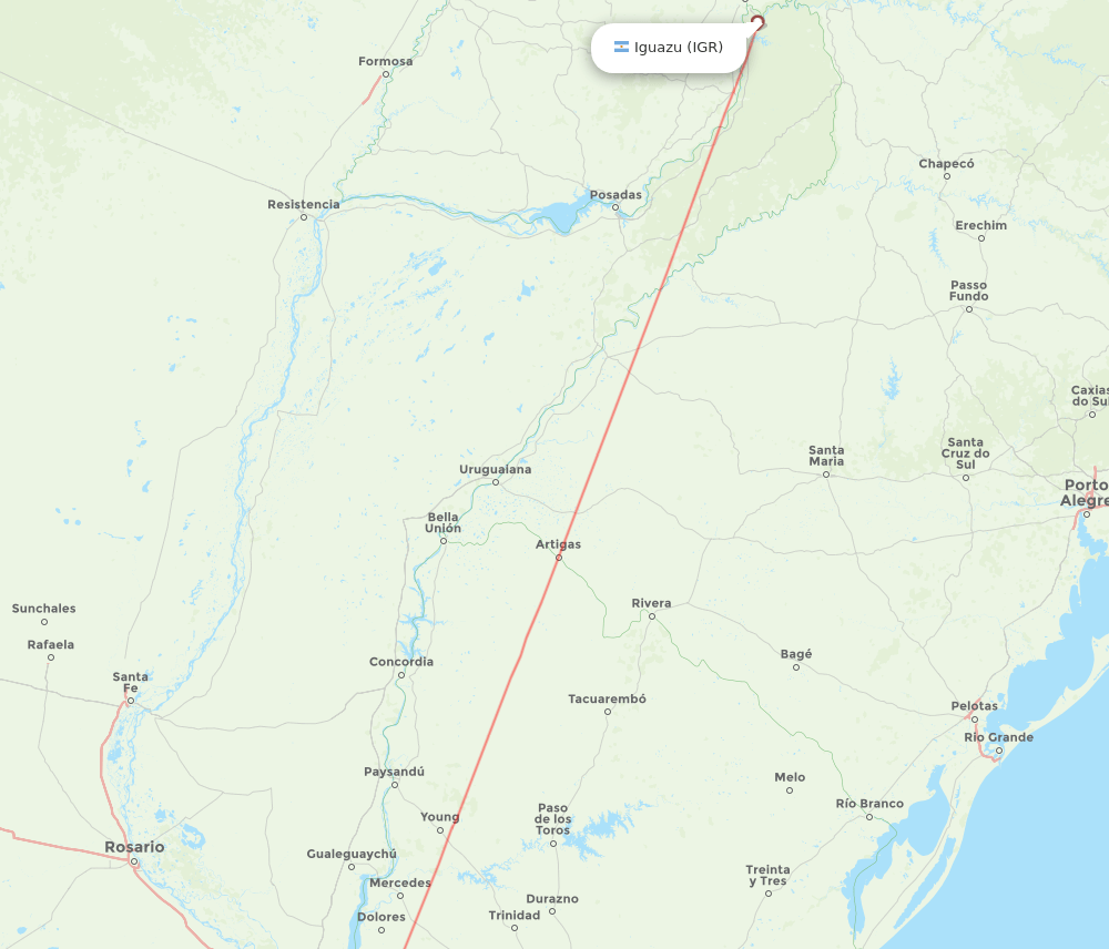 IGR to EZE flights and routes map