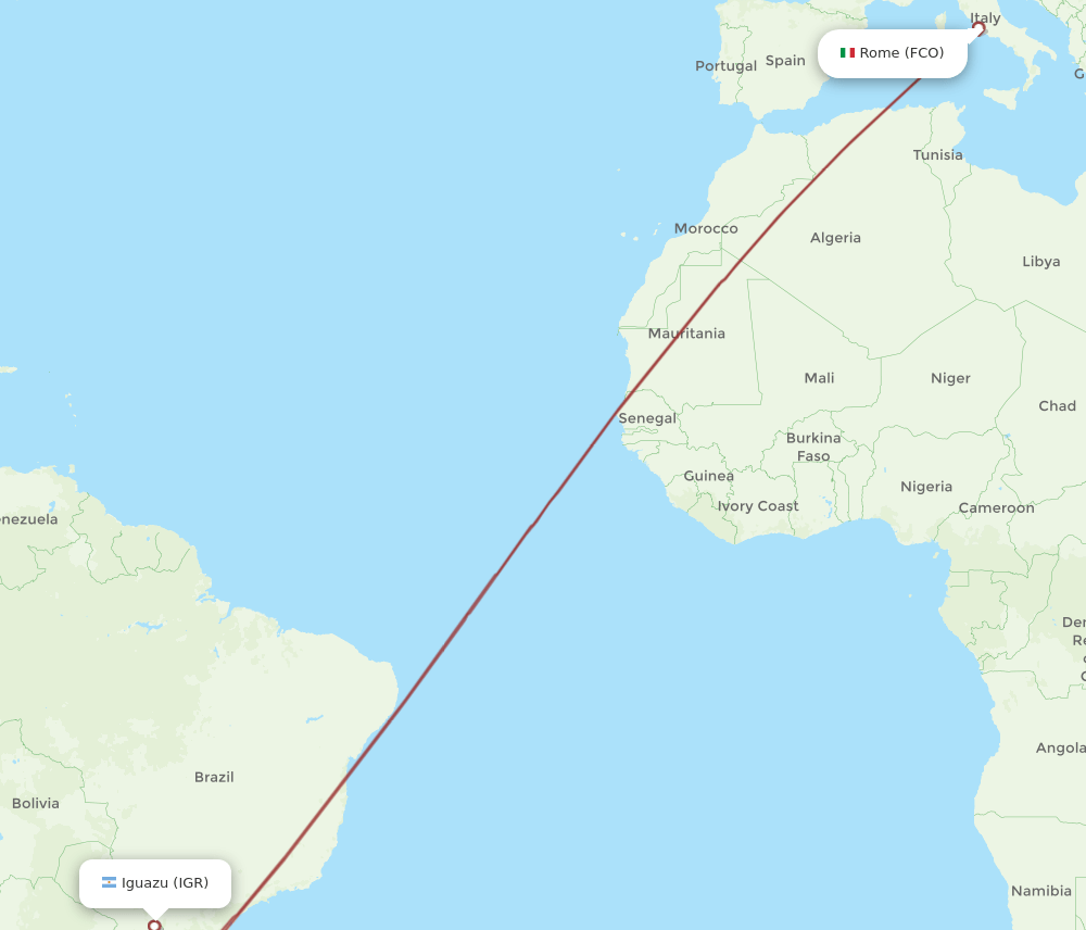 IGR-FCO flight routes