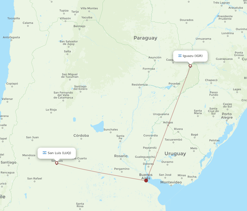 IGR to LUQ flights and routes map