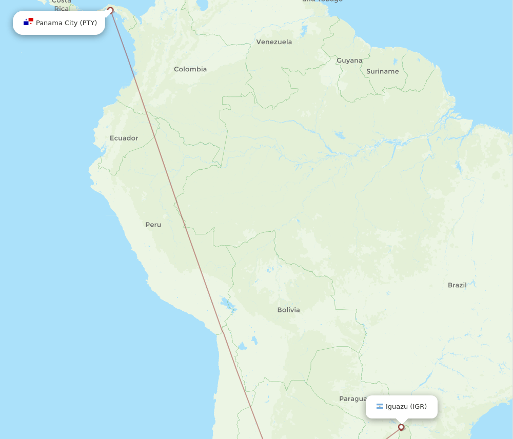 IGR-PTY flight routes