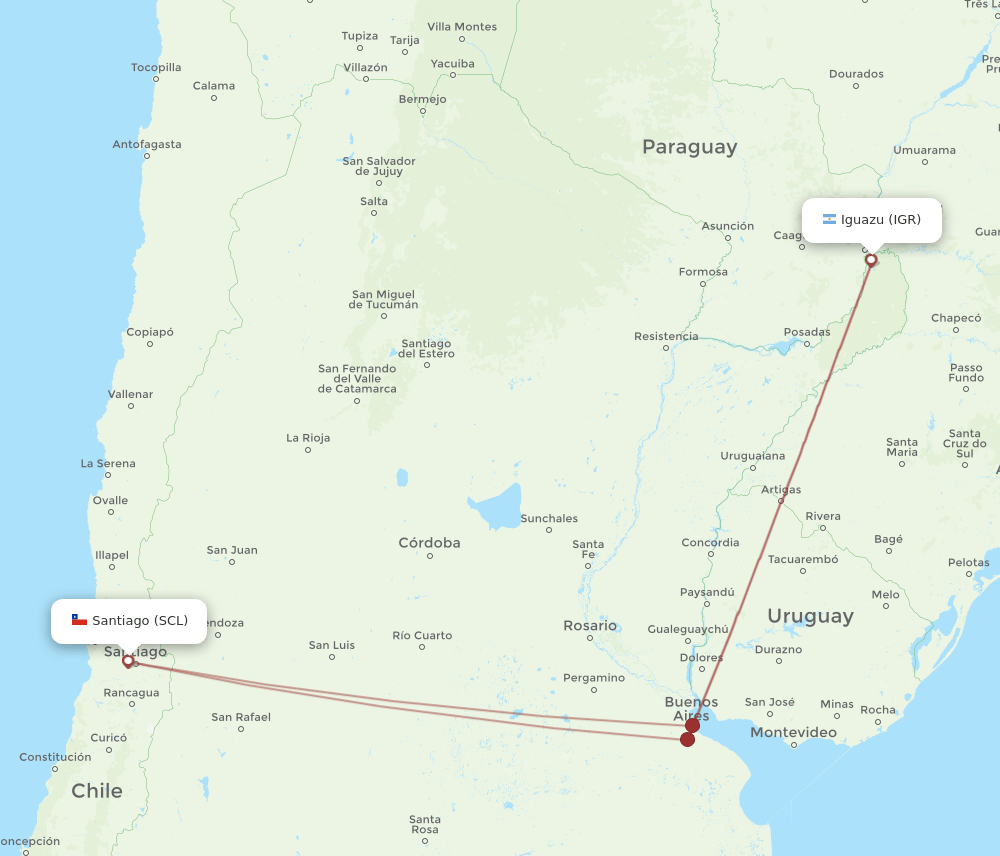 IGR-SCL flight routes