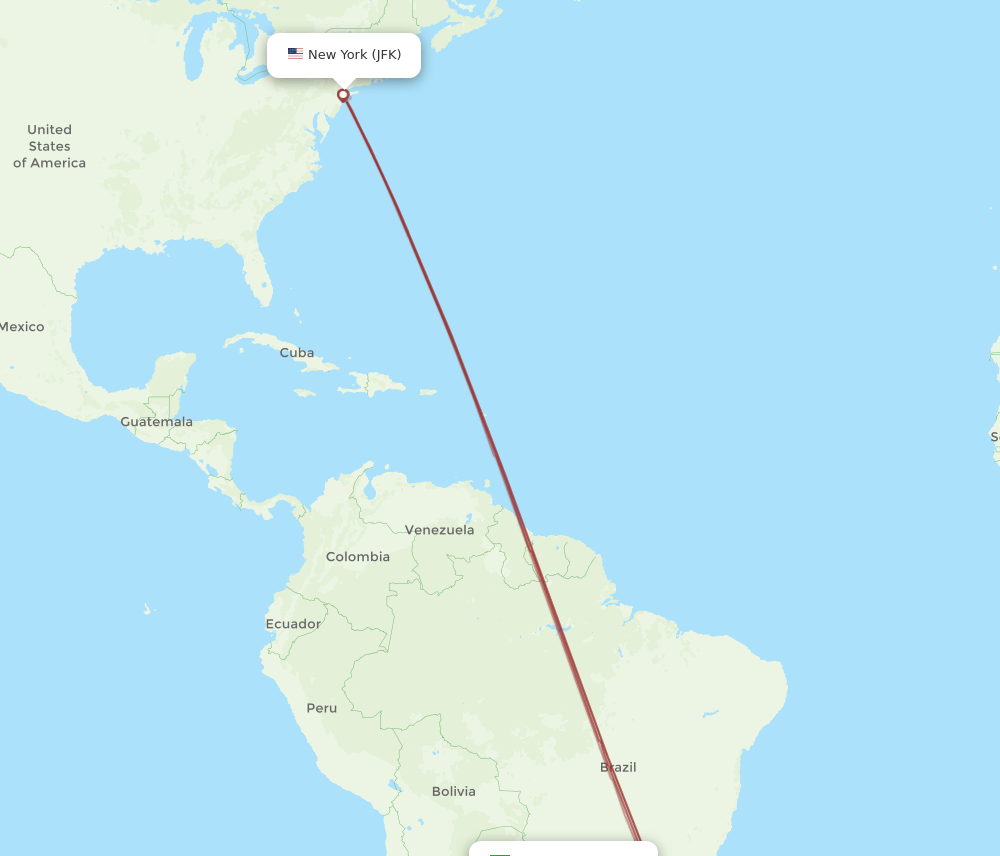 IGU to JFK flights and routes map