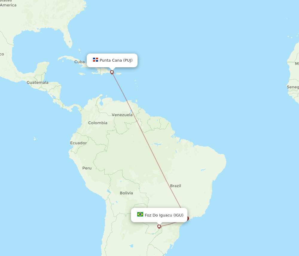 IGU-PUJ flight routes