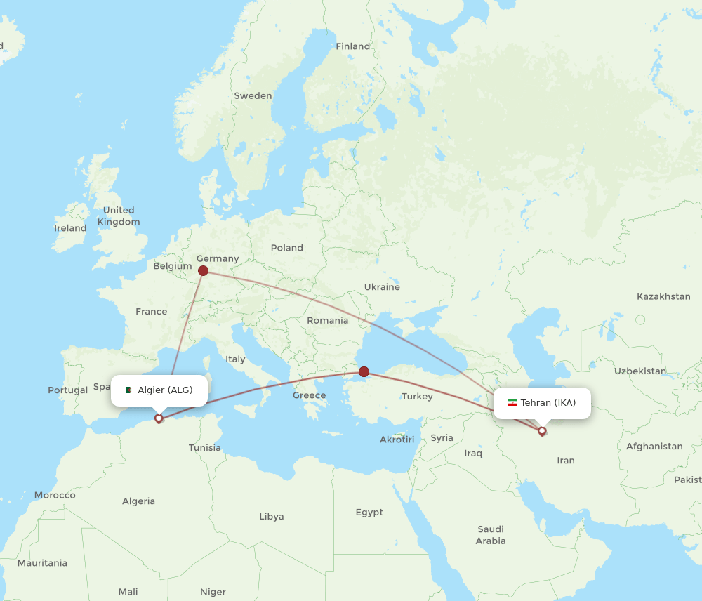 IKA-ALG flight routes