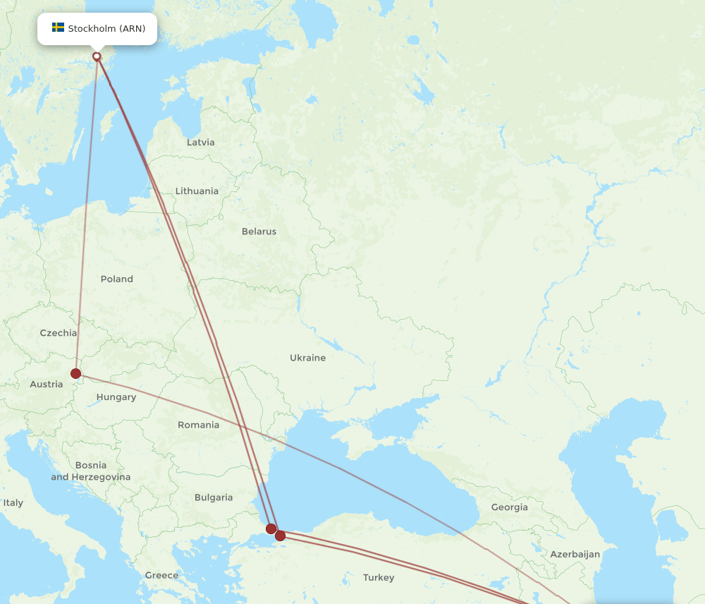 IKA-ARN flight routes