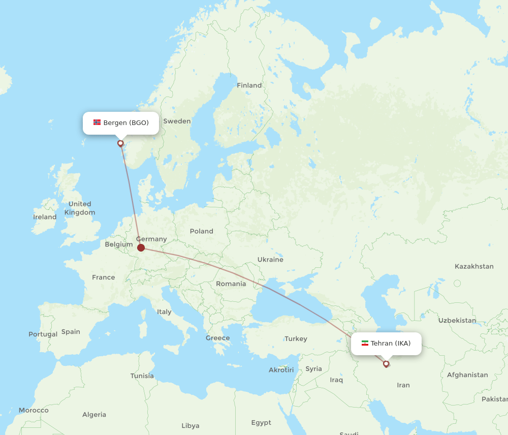 IKA-BGO flight routes