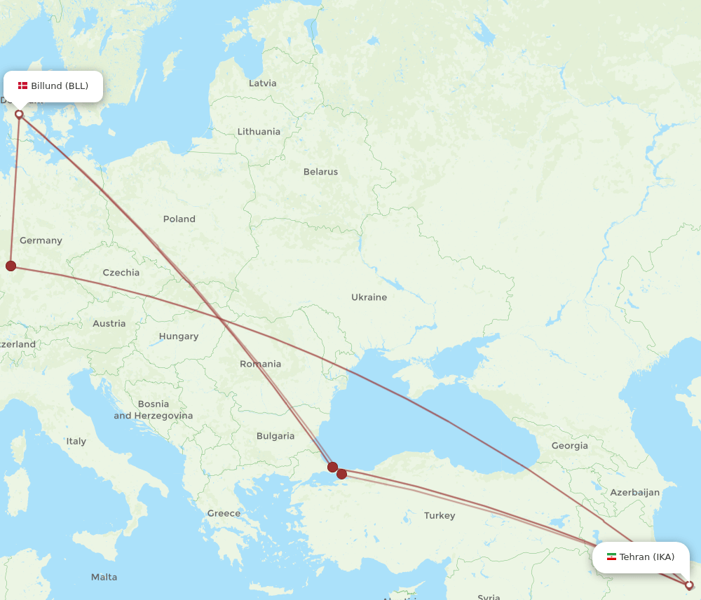IKA-BLL flight routes