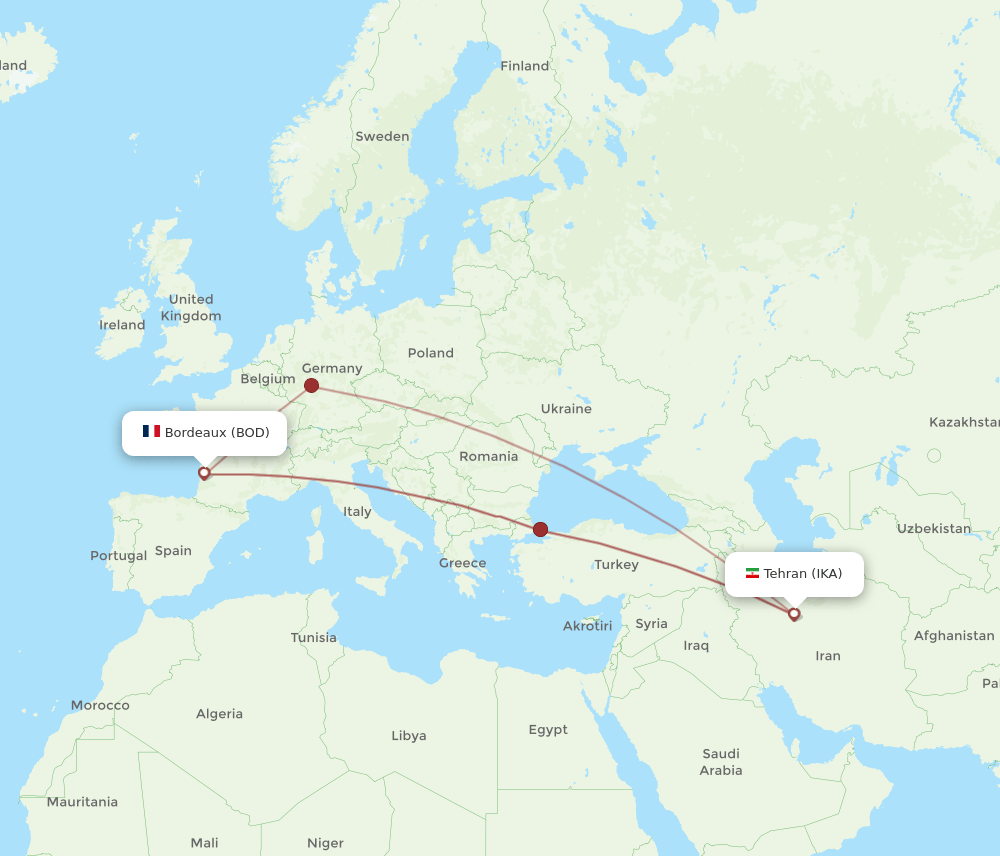 IKA-BOD flight routes