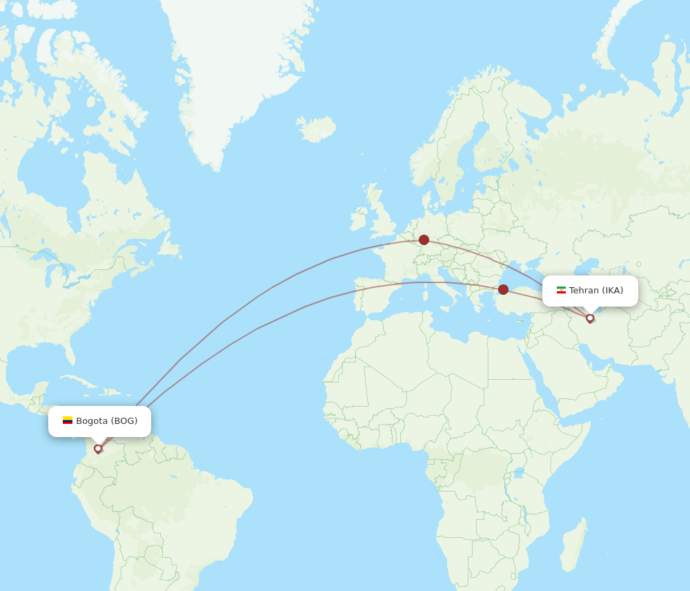 IKA-BOG flight routes
