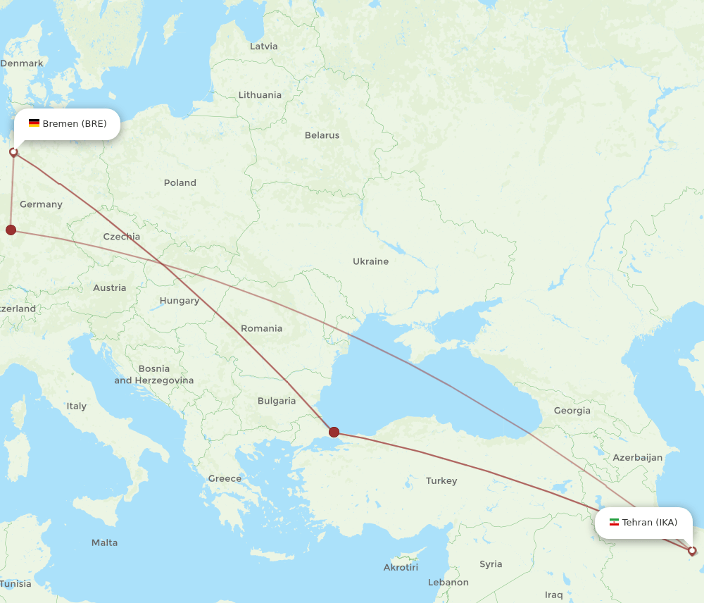 IKA-BRE flight routes