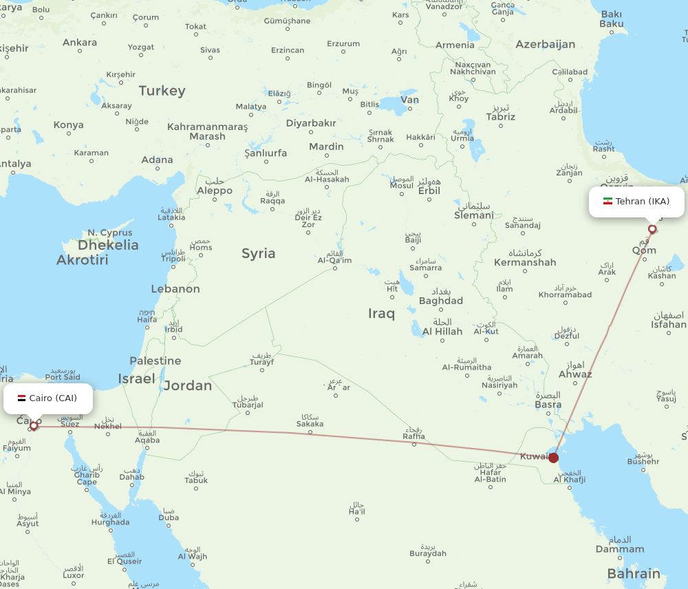 IKA-CAI flight routes