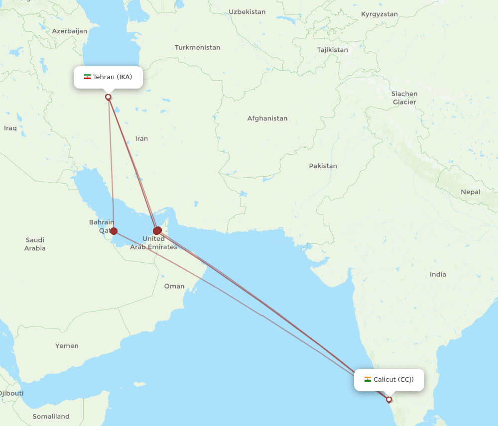 IKA-CCJ flight routes
