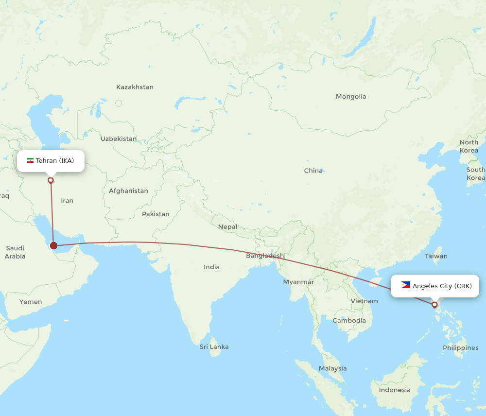IKA-CRK flight routes