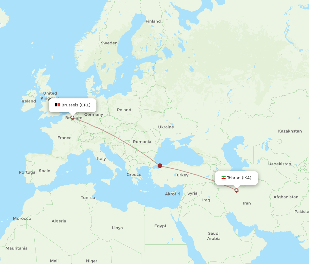 IKA-CRL flight routes
