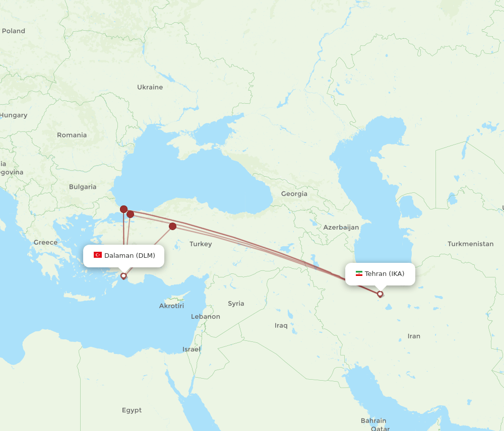 IKA to DLM flights and routes map