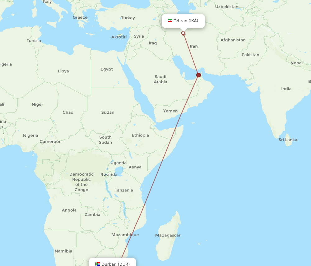 IKA-DUR flight routes