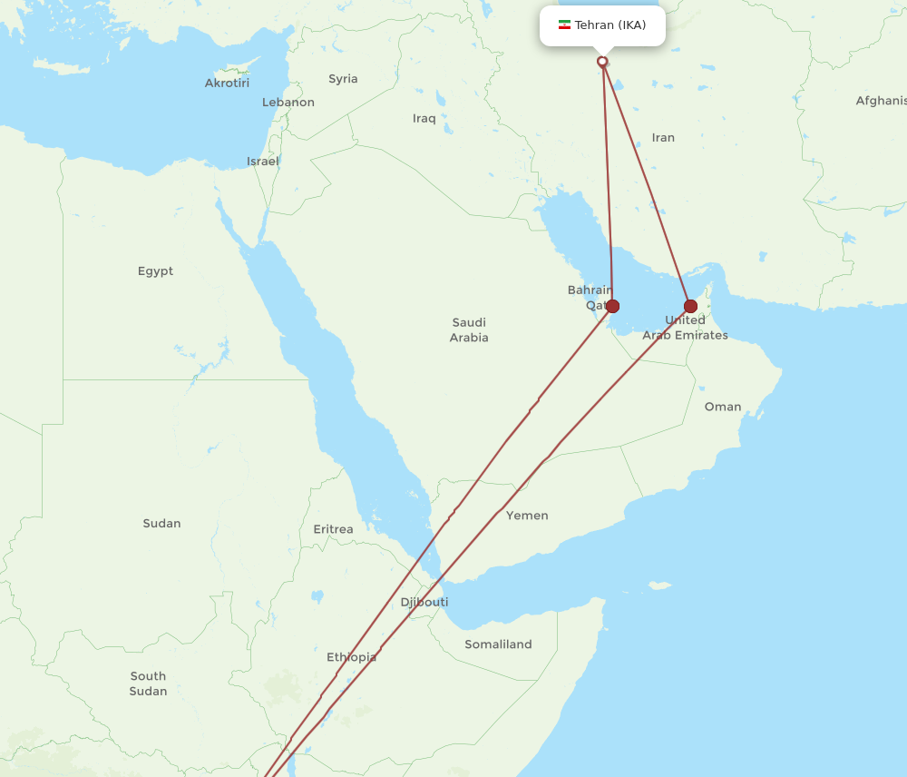 IKA to EBB flights and routes map