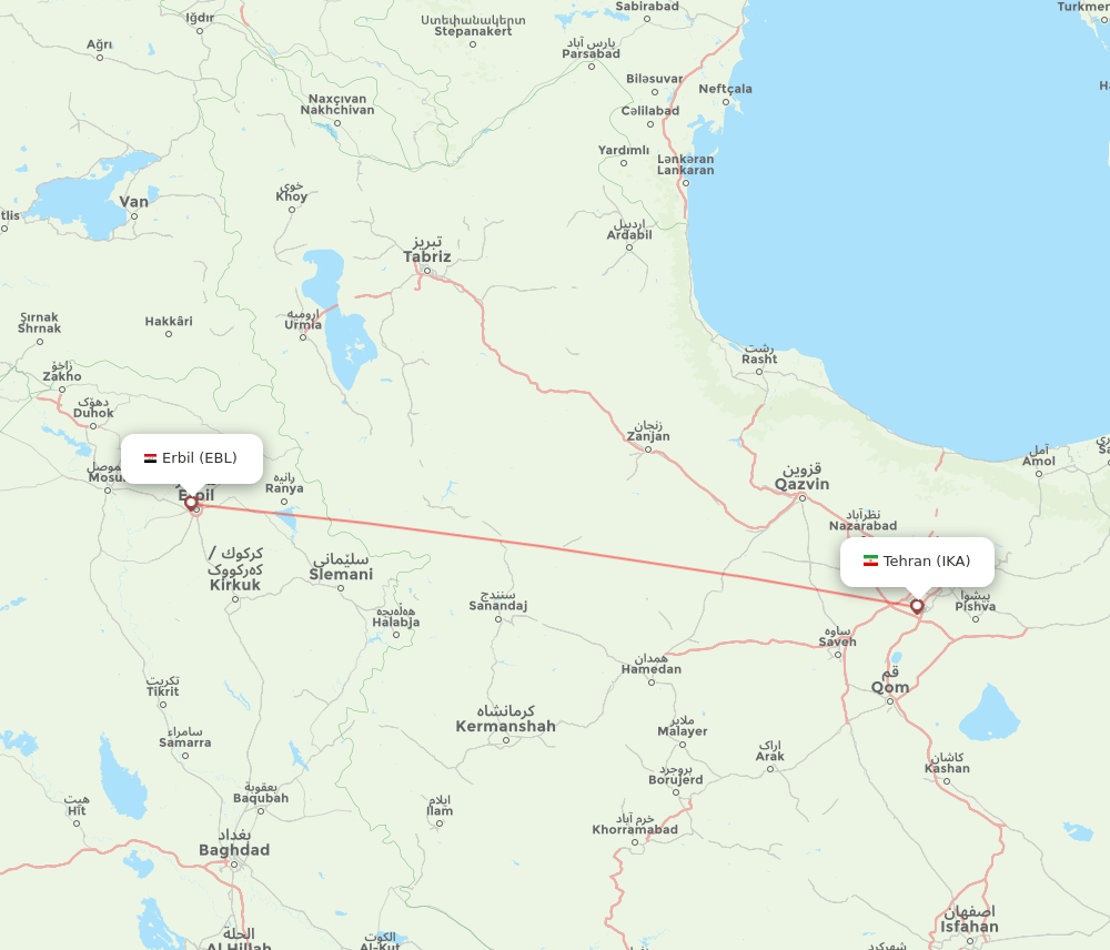 IKA-EBL flight routes