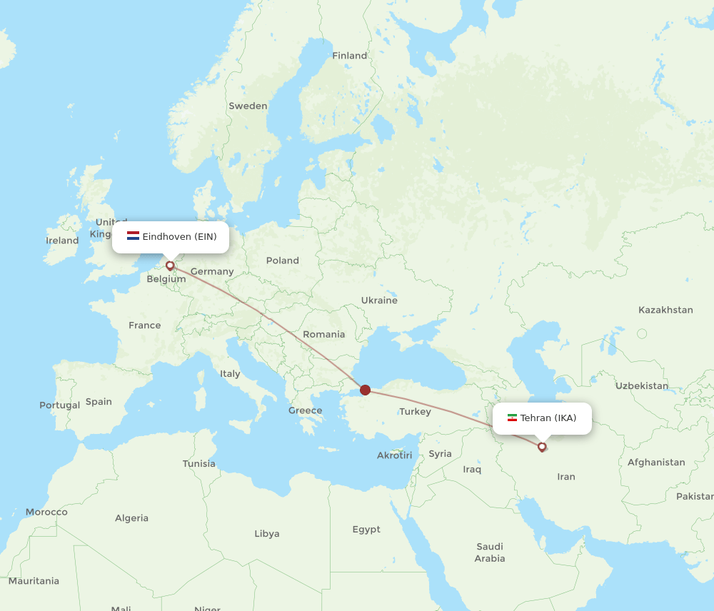 EIN to IKA flights and routes map