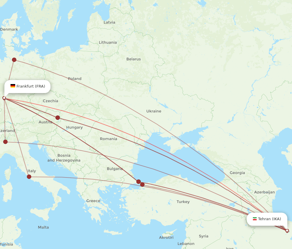 IKA-FRA flight routes