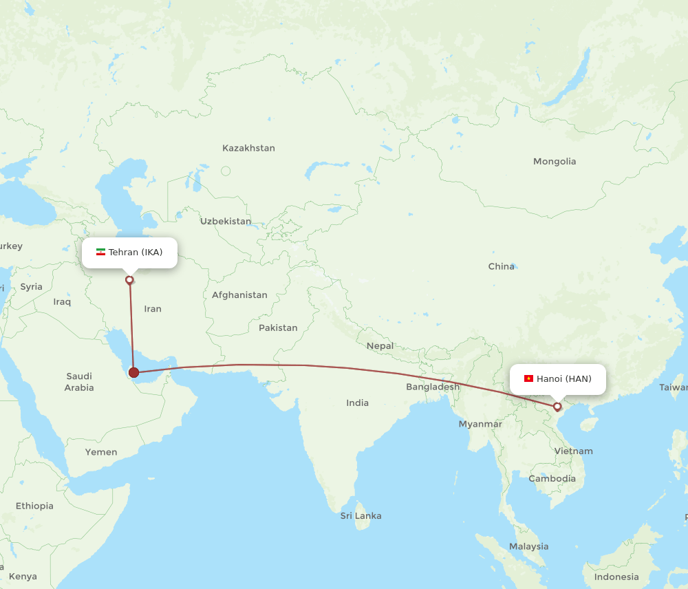 IKA-HAN flight routes