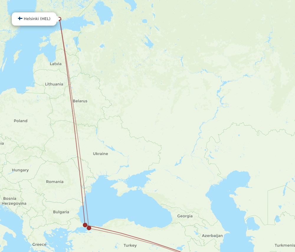 IKA-HEL flight routes