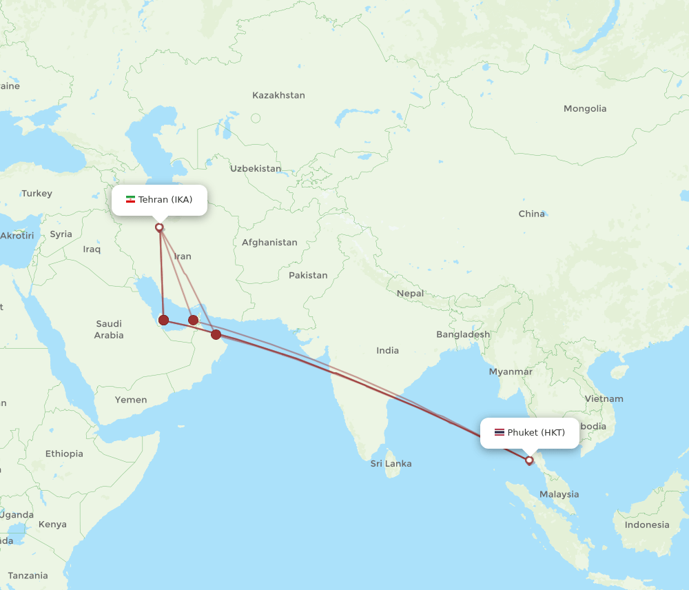 IKA-HKT flight routes