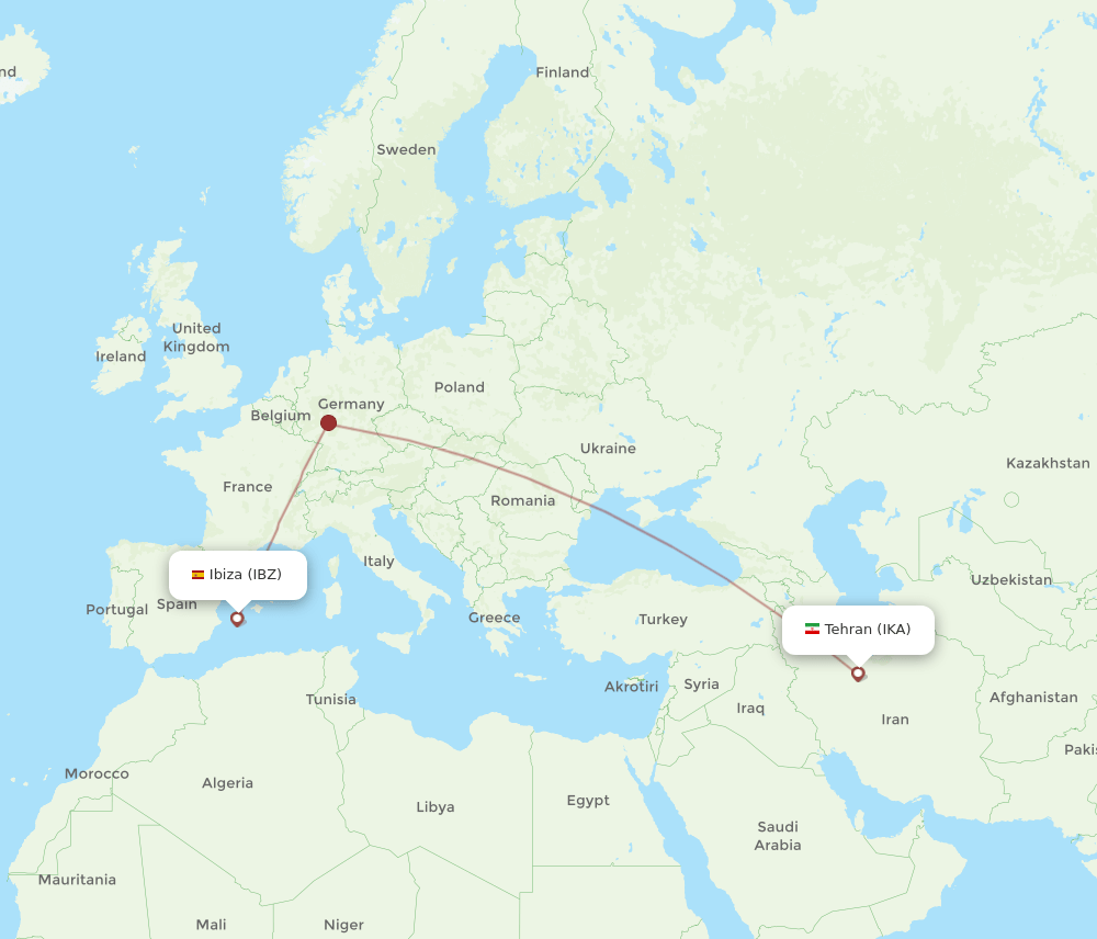 IKA to IBZ flights and routes map