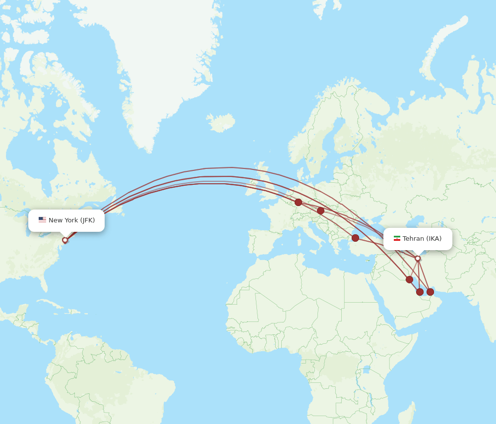 IKA-JFK flight routes